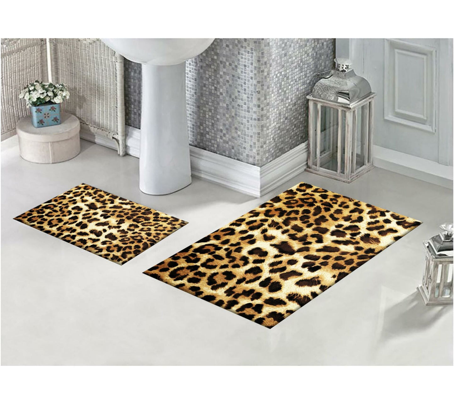 Leopar 3D Desenli Dijital Baskılı Banyo Paspası