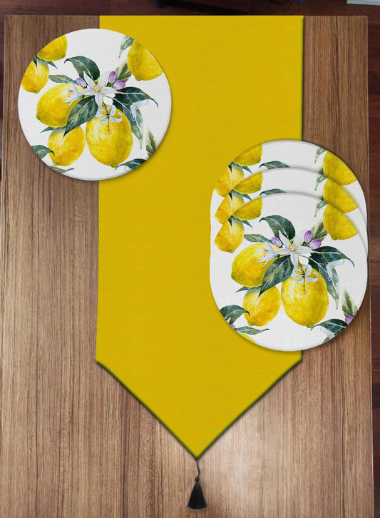 Pusula Home Limon Detaylı 6'lı Supla ve Runner Set