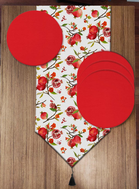 Pusula Home Nar Desenli 6'lı Supla ve Runner Set